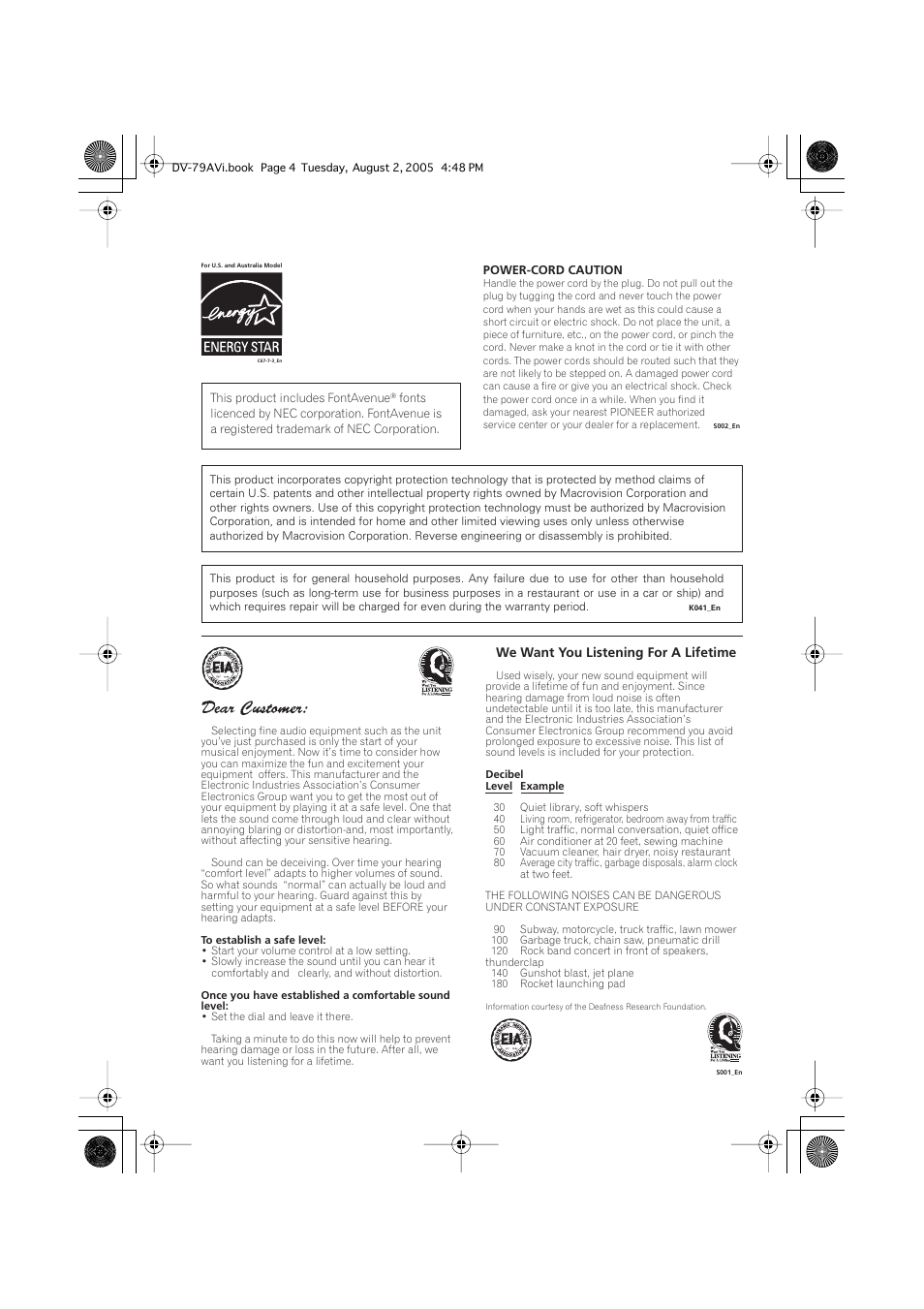 Pioneer DV-79AVi User Manual | Page 4 / 99