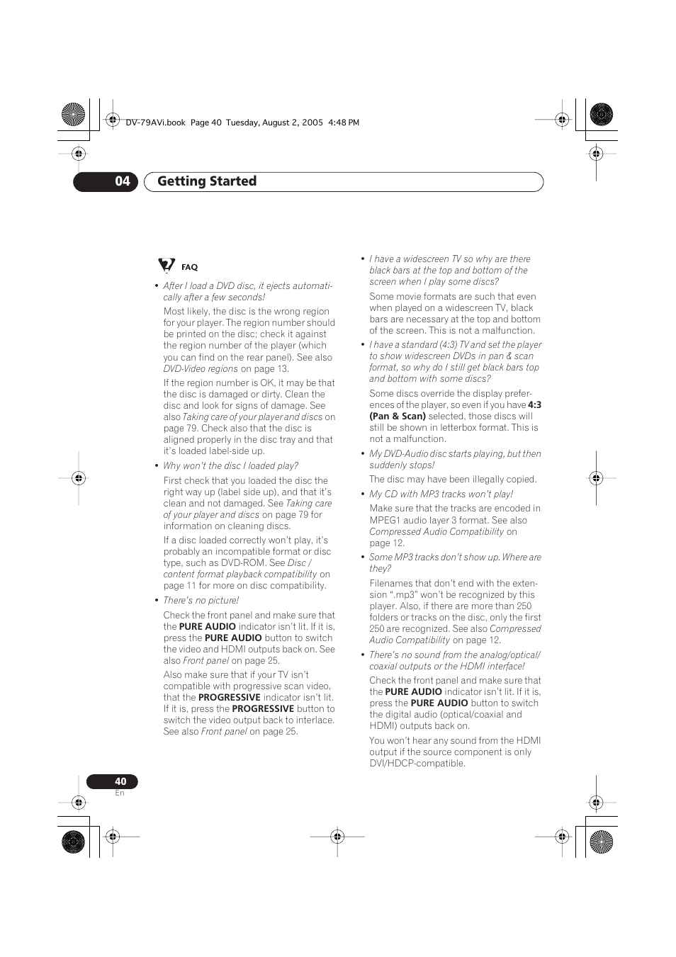 Getting started 04 | Pioneer DV-79AVi User Manual | Page 40 / 99