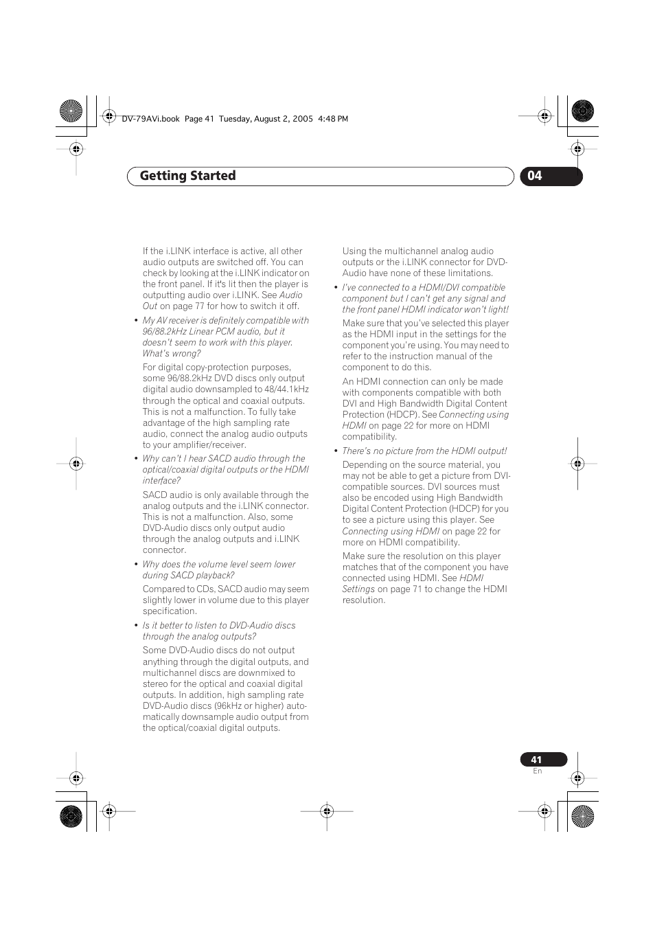 Getting started 04 | Pioneer DV-79AVi User Manual | Page 41 / 99