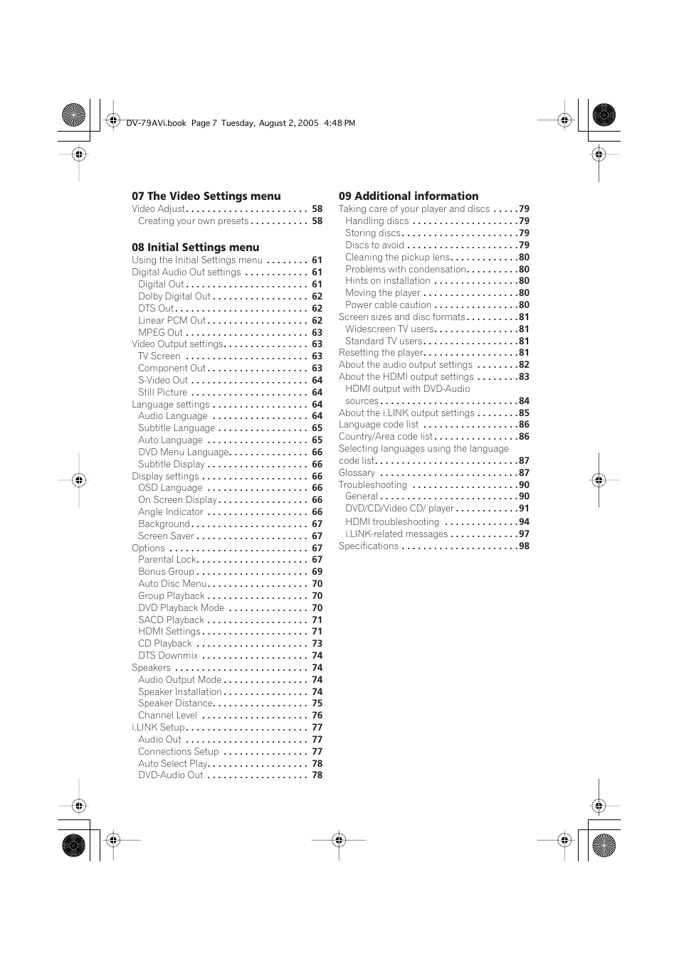 Pioneer DV-79AVi User Manual | Page 7 / 99