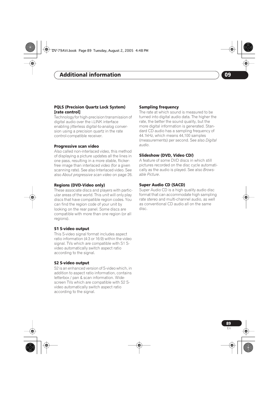 Additional information 09 | Pioneer DV-79AVi User Manual | Page 89 / 99
