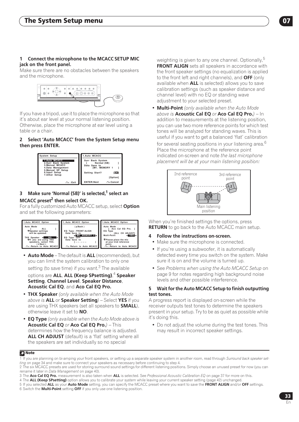 The system setup menu 07, Select an mcacc preset | Pioneer VSX-72TXV User Manual | Page 33 / 88