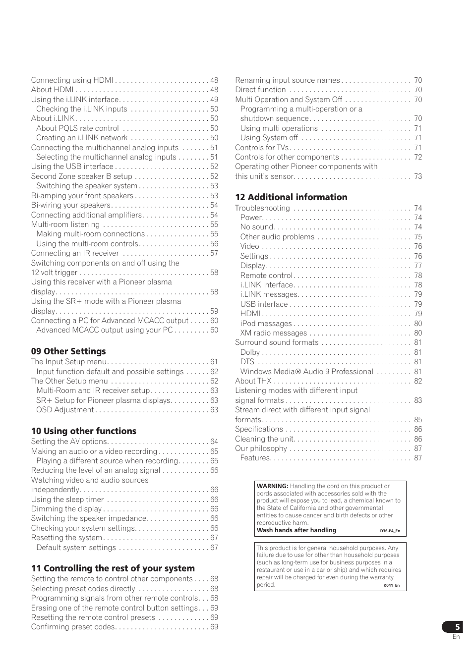 Pioneer VSX-72TXV User Manual | Page 5 / 88