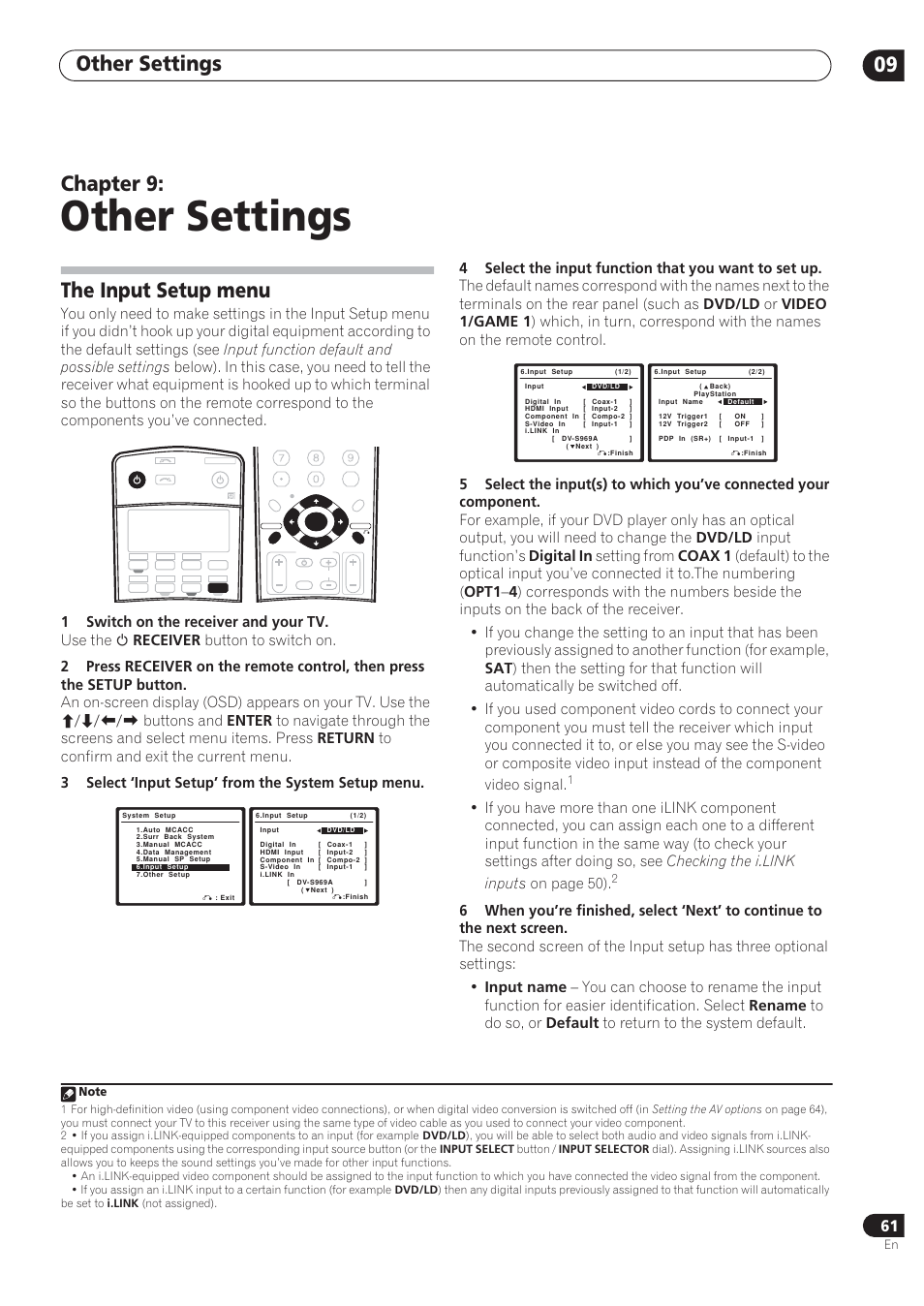 Other settings, Other settings 09, Chapter 9 | The input setup menu | Pioneer VSX-72TXV User Manual | Page 61 / 88