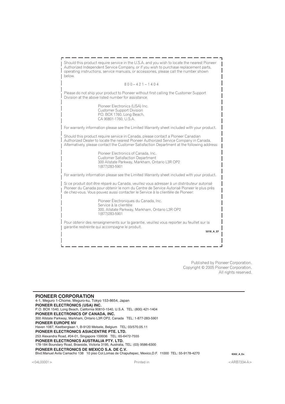 Pioneer corporation | Pioneer VSX-72TXV User Manual | Page 88 / 88