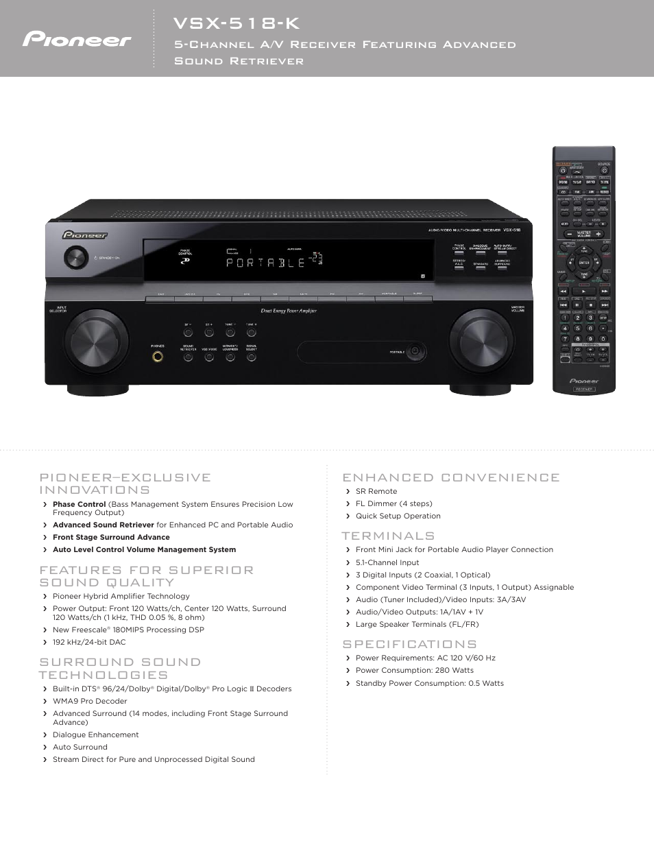 Pioneer VSX-518-K User Manual | 2 pages