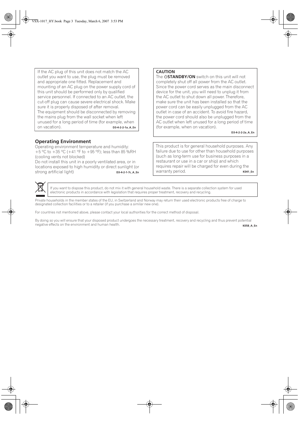 Operating environment | Pioneer VSX-1017AV-K User Manual | Page 3 / 72