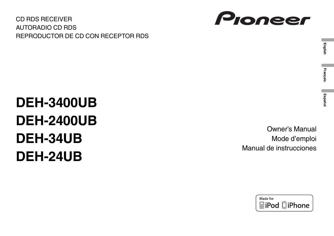 Pioneer DEH-3400UB User Manual | 56 pages