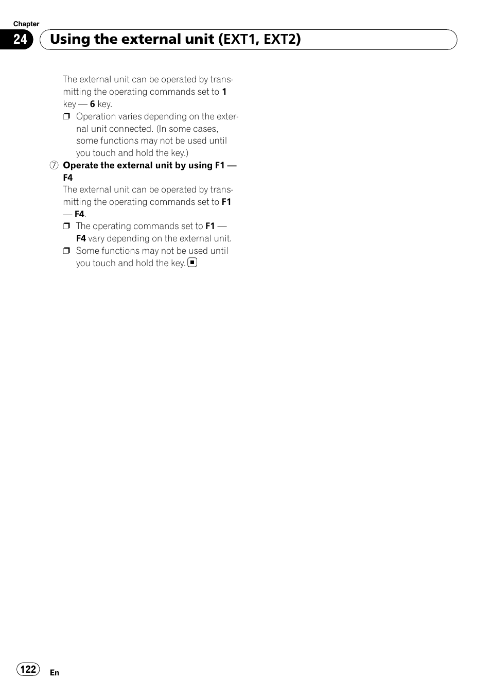 Using the external unit (ext1, ext2) | Pioneer Premier Flash Memory Multimedia AV Navigation Receiver AVIC-F90BT User Manual | Page 122 / 189