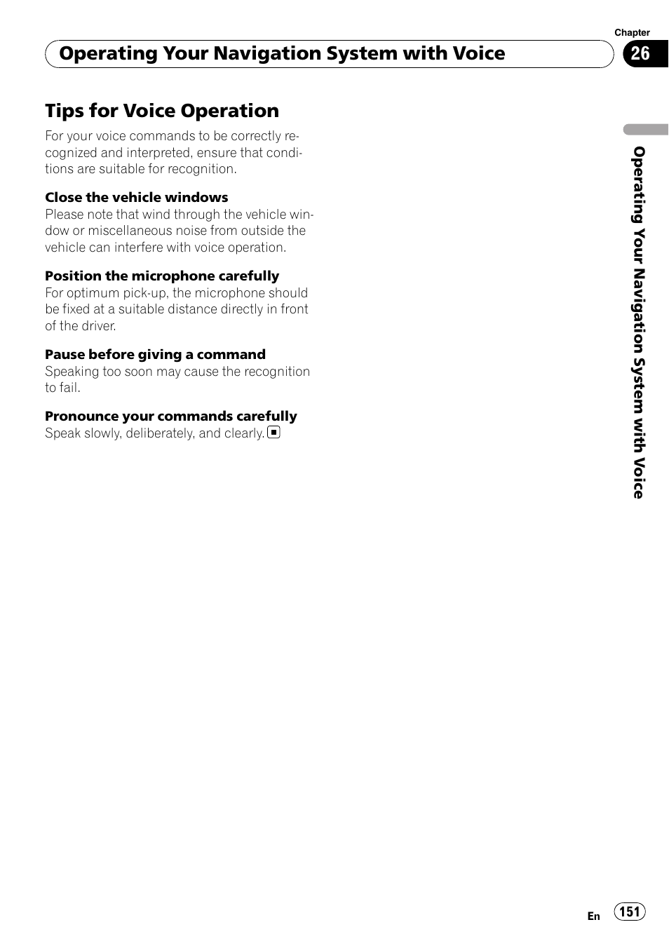 Tips for voice operation, Operating your navigation system with voice | Pioneer Premier Flash Memory Multimedia AV Navigation Receiver AVIC-F90BT User Manual | Page 151 / 189