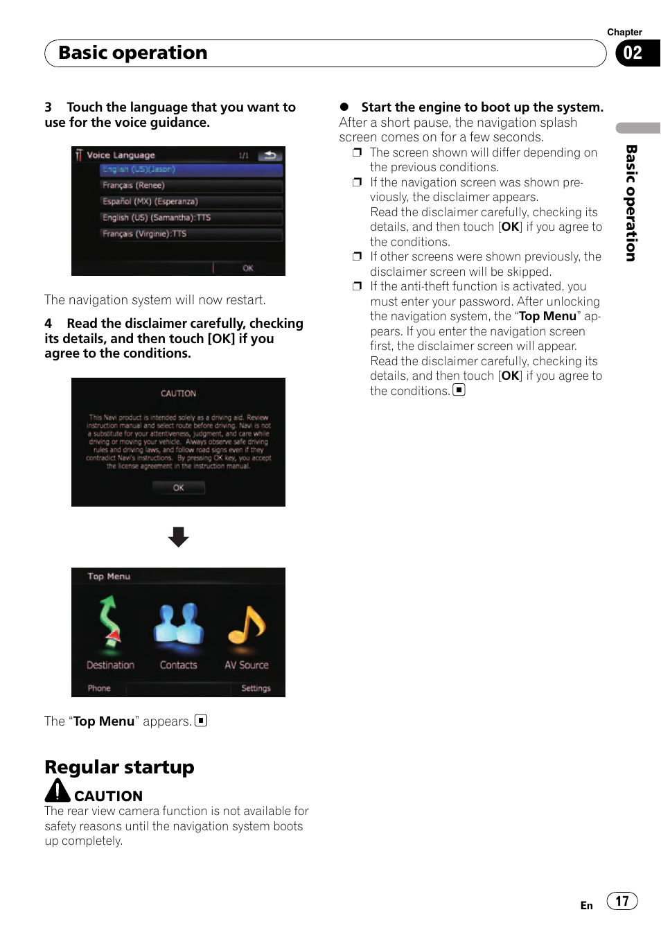 Regular startup, Basic operation | Pioneer Premier Flash Memory Multimedia AV Navigation Receiver AVIC-F90BT User Manual | Page 17 / 189