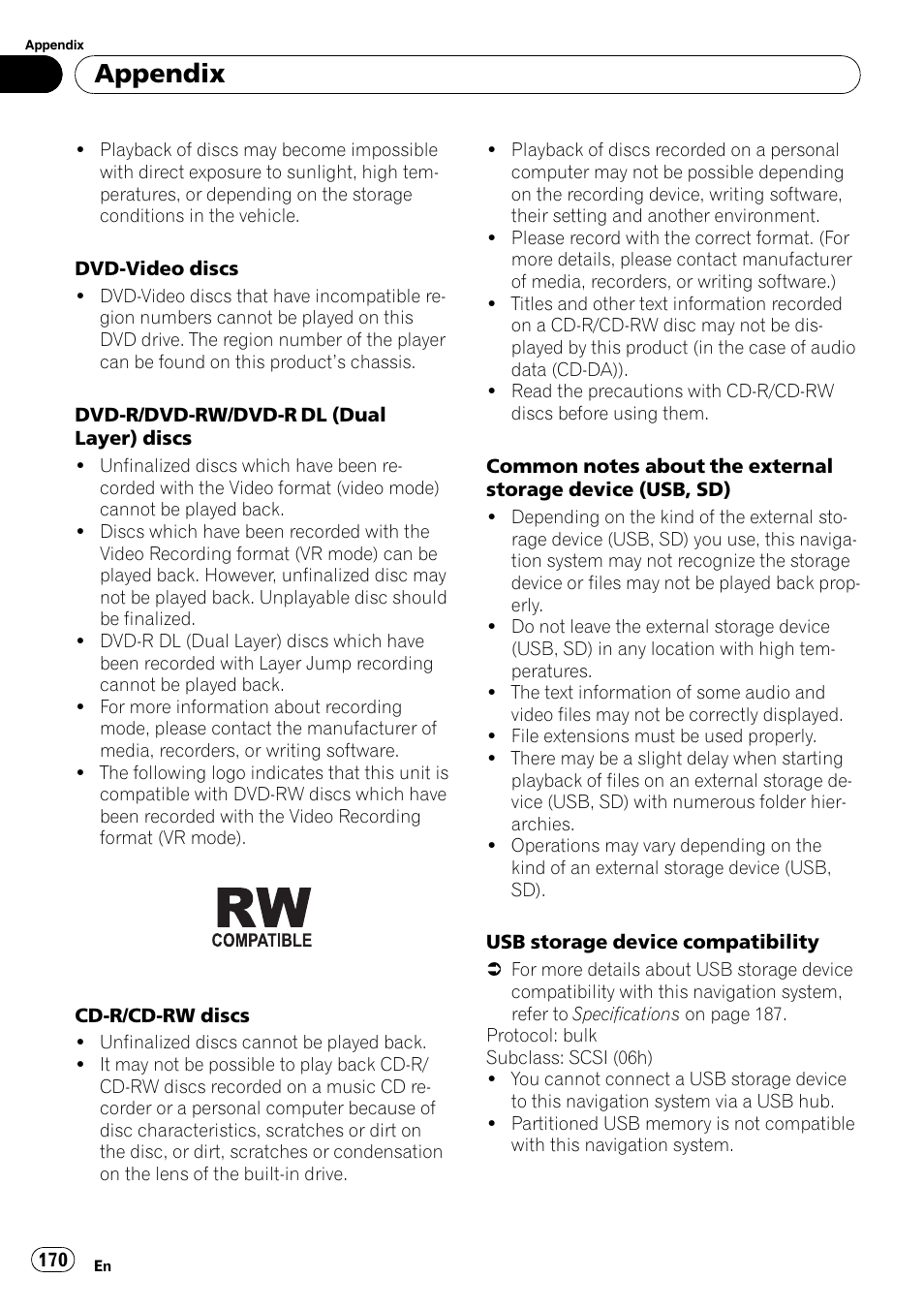 Appendix | Pioneer Premier Flash Memory Multimedia AV Navigation Receiver AVIC-F90BT User Manual | Page 170 / 189