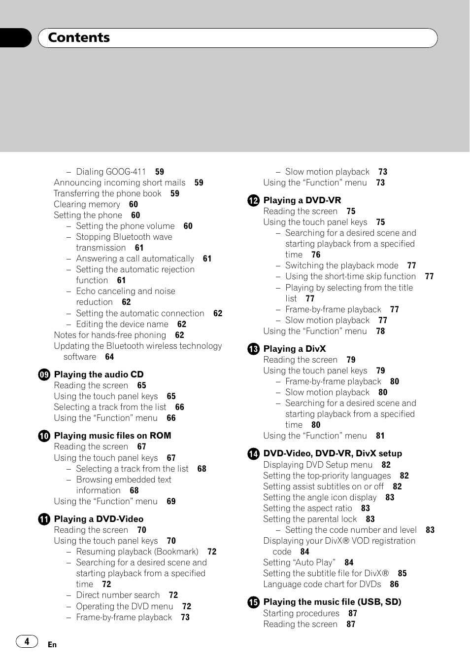 Pioneer Premier Flash Memory Multimedia AV Navigation Receiver AVIC-F90BT User Manual | Page 4 / 189