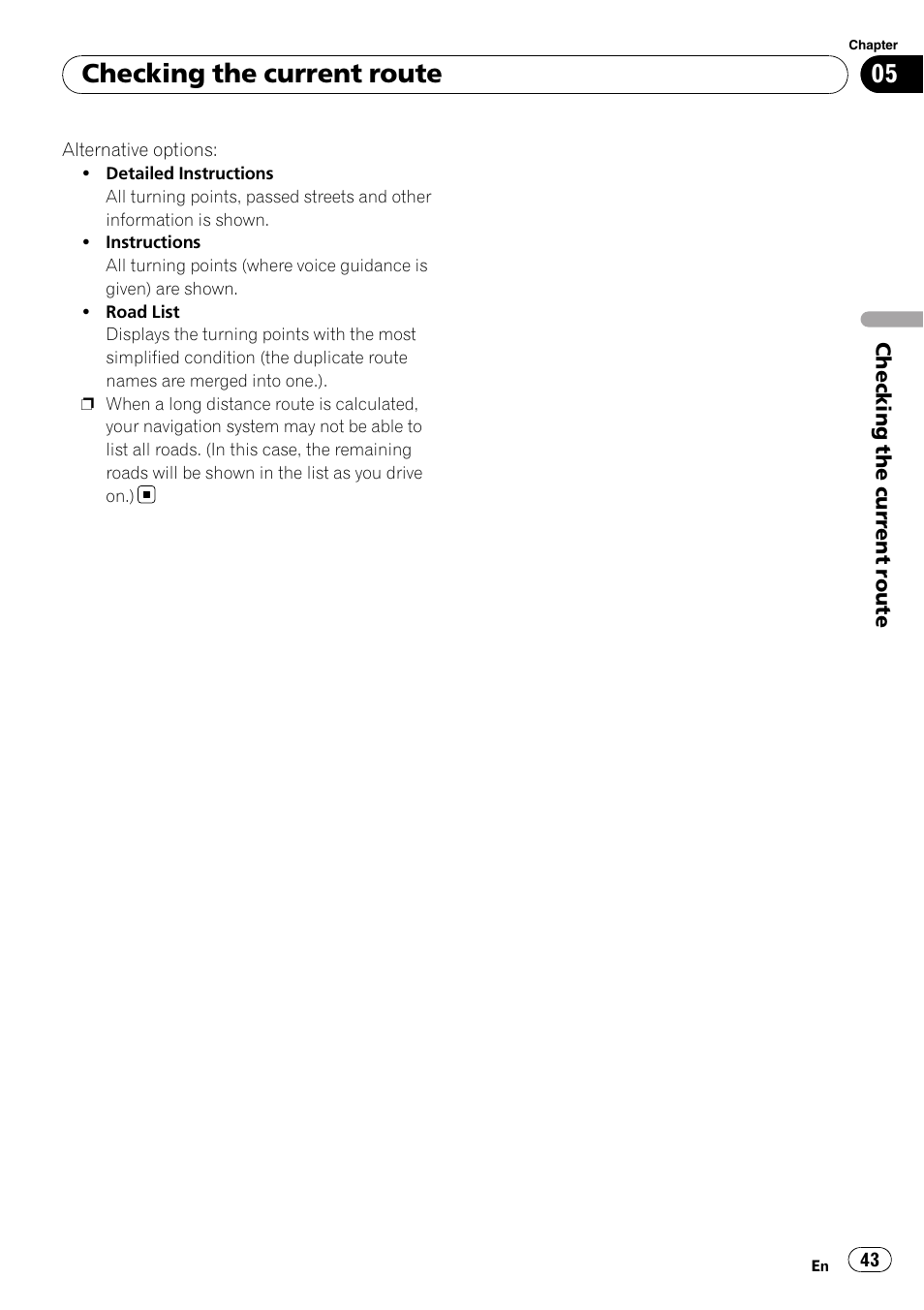 Checking the current route | Pioneer Premier Flash Memory Multimedia AV Navigation Receiver AVIC-F90BT User Manual | Page 43 / 189