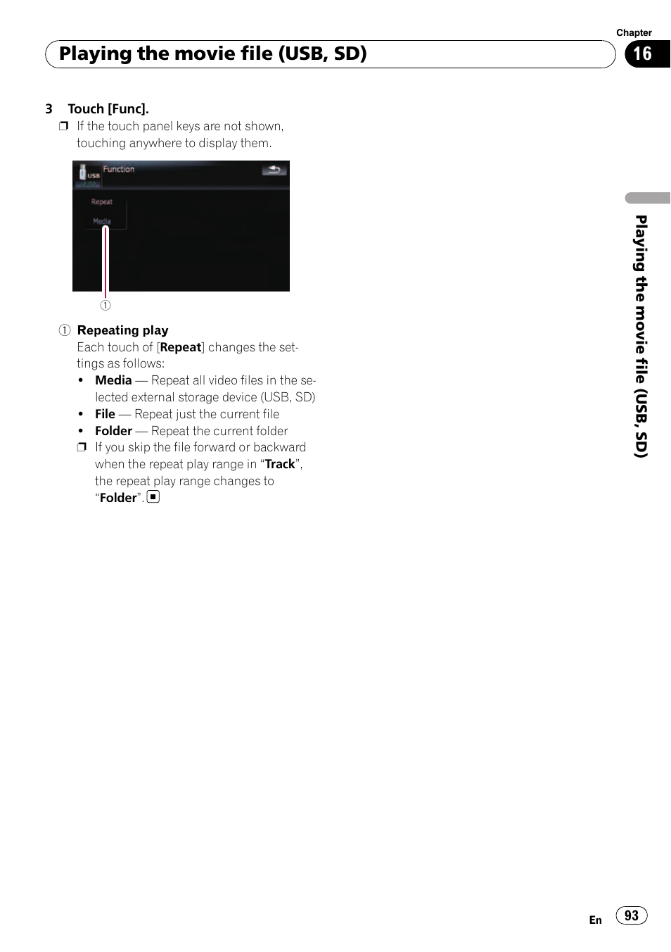 Playing the movie file (usb, sd) | Pioneer Premier Flash Memory Multimedia AV Navigation Receiver AVIC-F90BT User Manual | Page 93 / 189