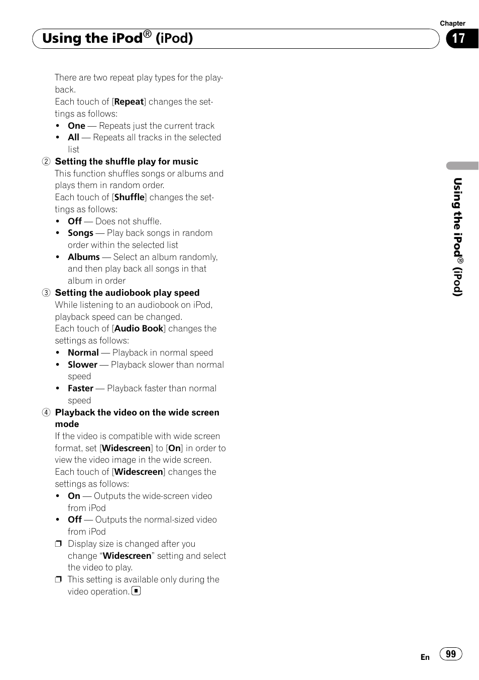 Using the ipod, Ipod) | Pioneer Premier Flash Memory Multimedia AV Navigation Receiver AVIC-F90BT User Manual | Page 99 / 189