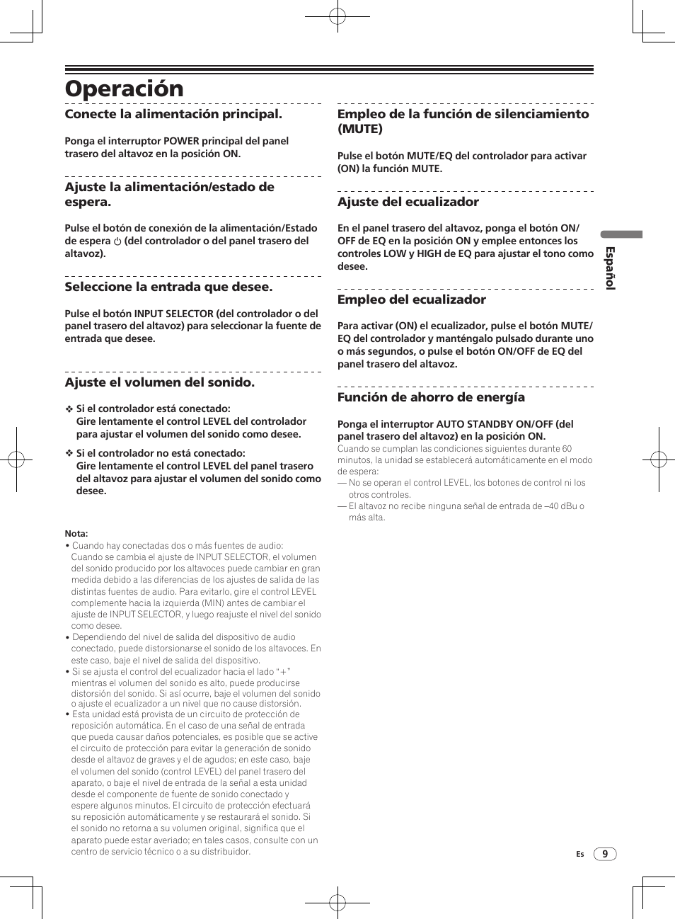 Operación | Pioneer S-DJ08 User Manual | Page 21 / 28
