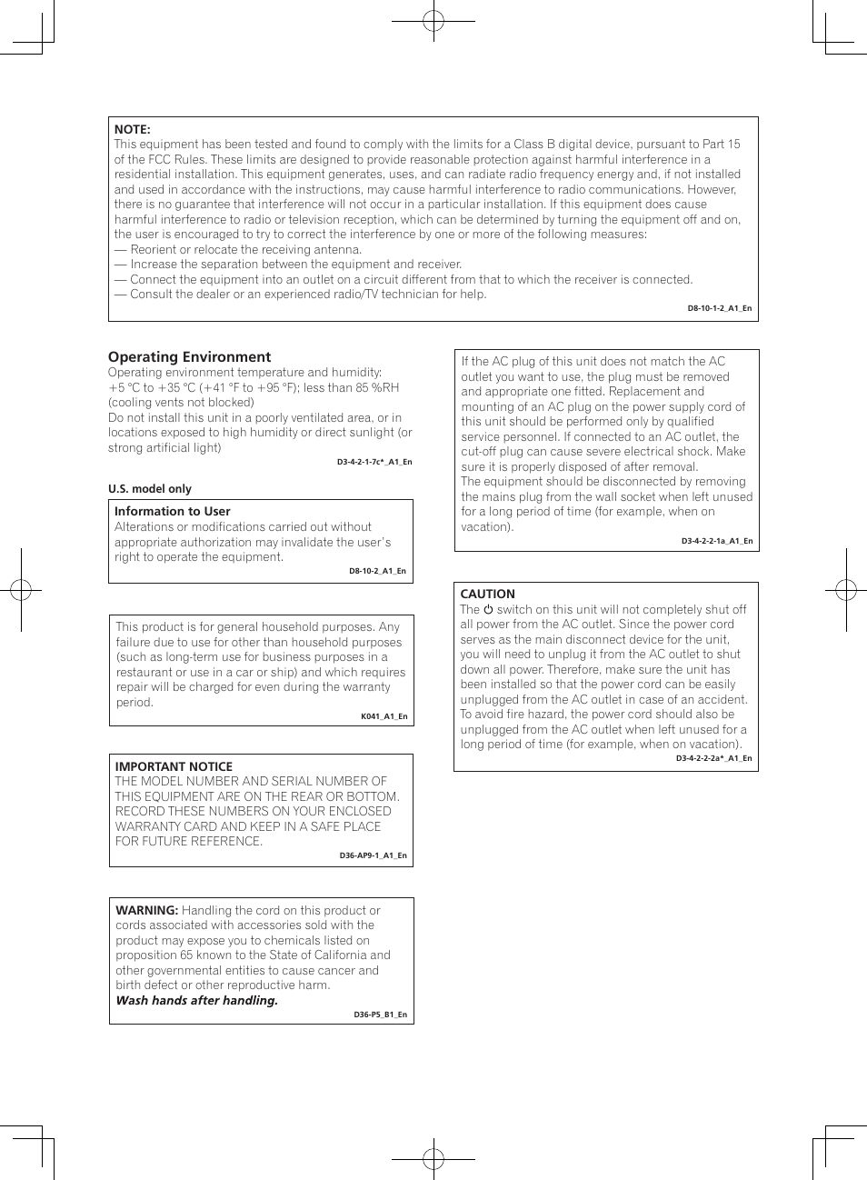 Important, Caution, Warning | Ventilation caution, Operating environment | Pioneer S-DJ08 User Manual | Page 3 / 28