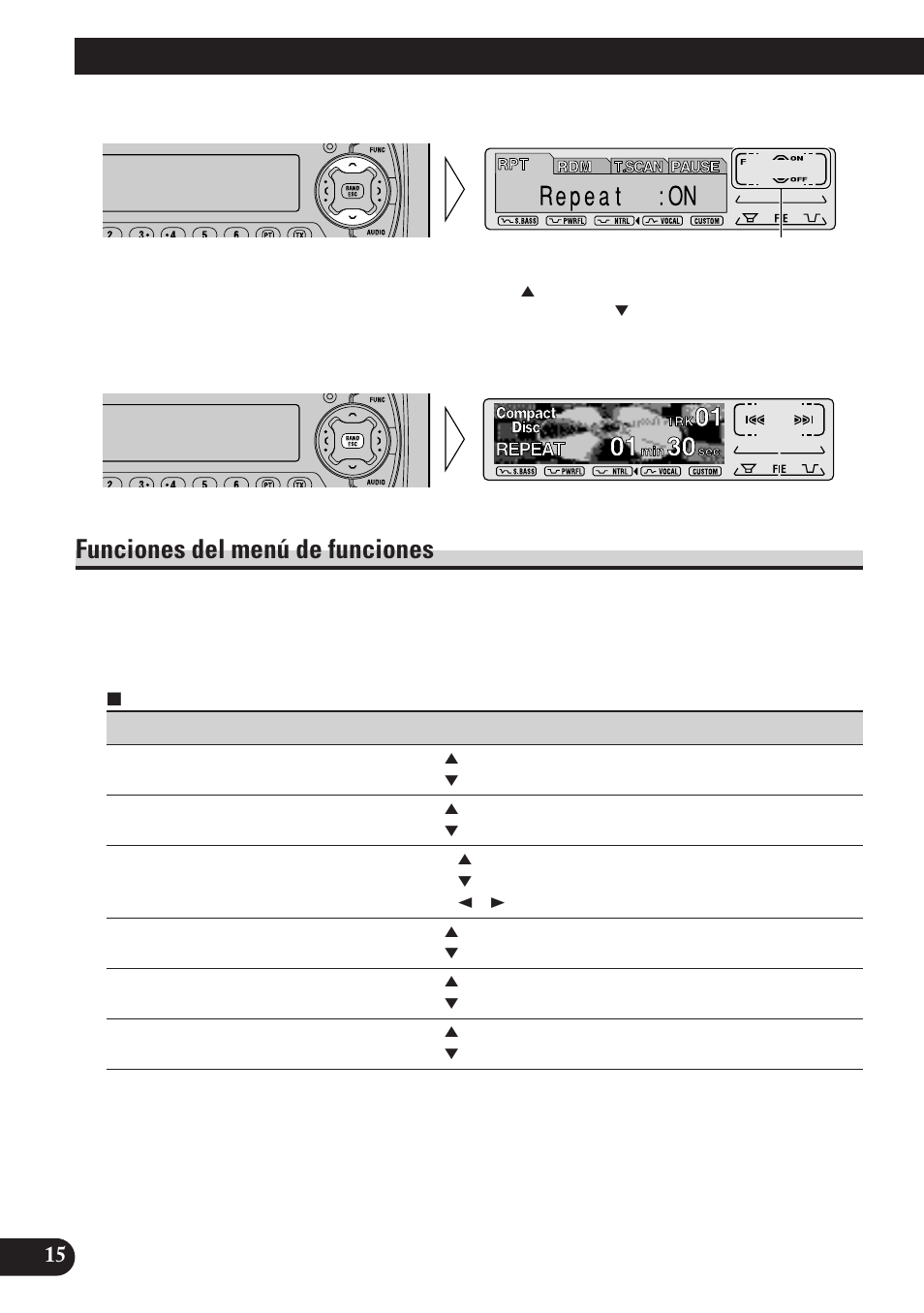 Funciones del menú de funciones, Operación básica | Pioneer DEH-P6100R User Manual | Page 76 / 124