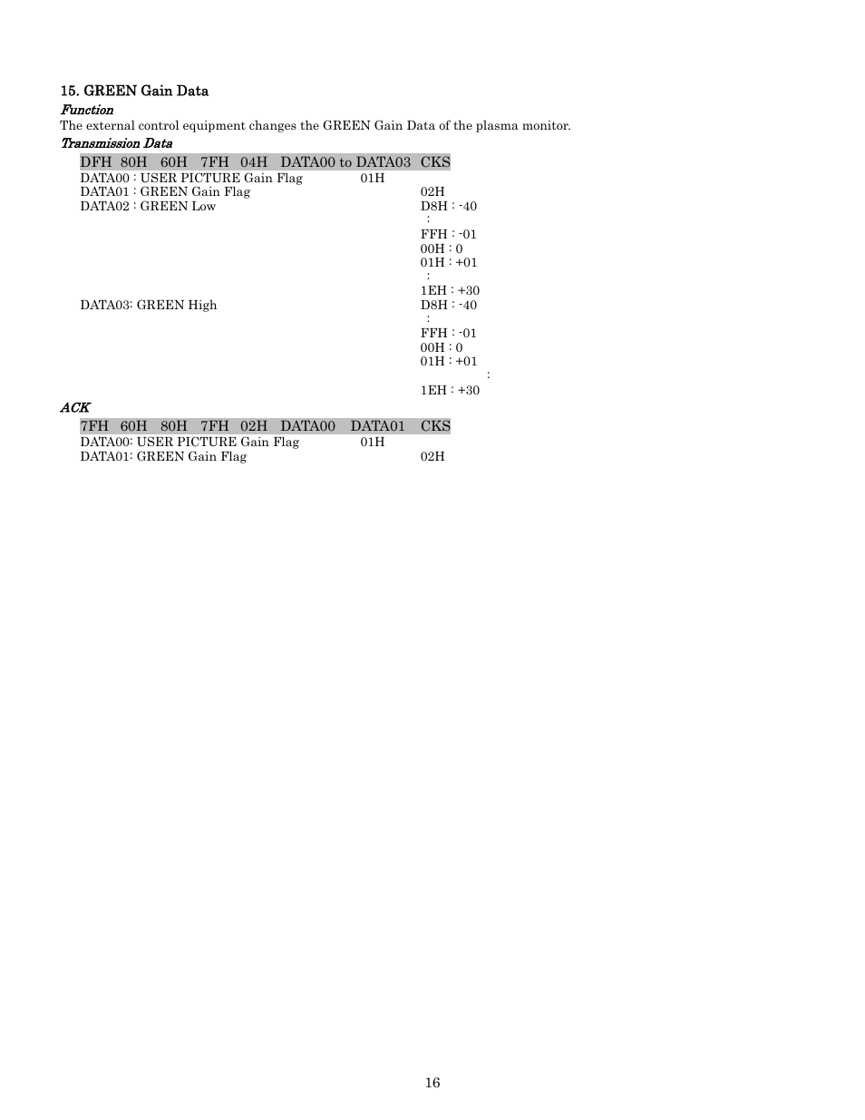 Pdp-614mx external control manual | Pioneer PDP-614MX External Control Manual RS-232C User Manual | Page 16 / 60