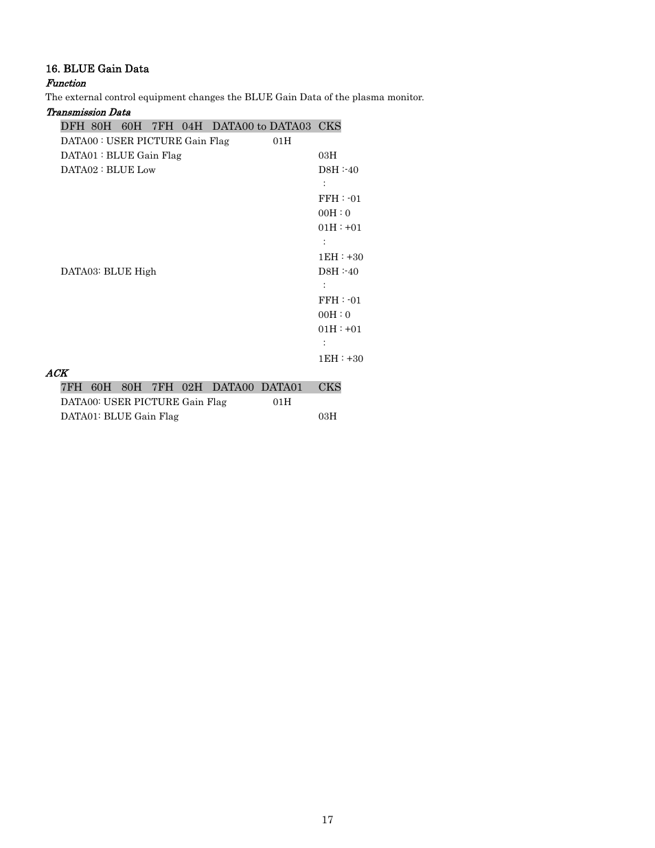 Pdp-614mx external control manual | Pioneer PDP-614MX External Control Manual RS-232C User Manual | Page 17 / 60