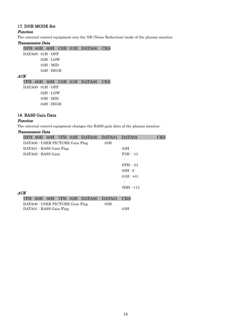 Pdp-614mx external control manual | Pioneer PDP-614MX External Control Manual RS-232C User Manual | Page 18 / 60