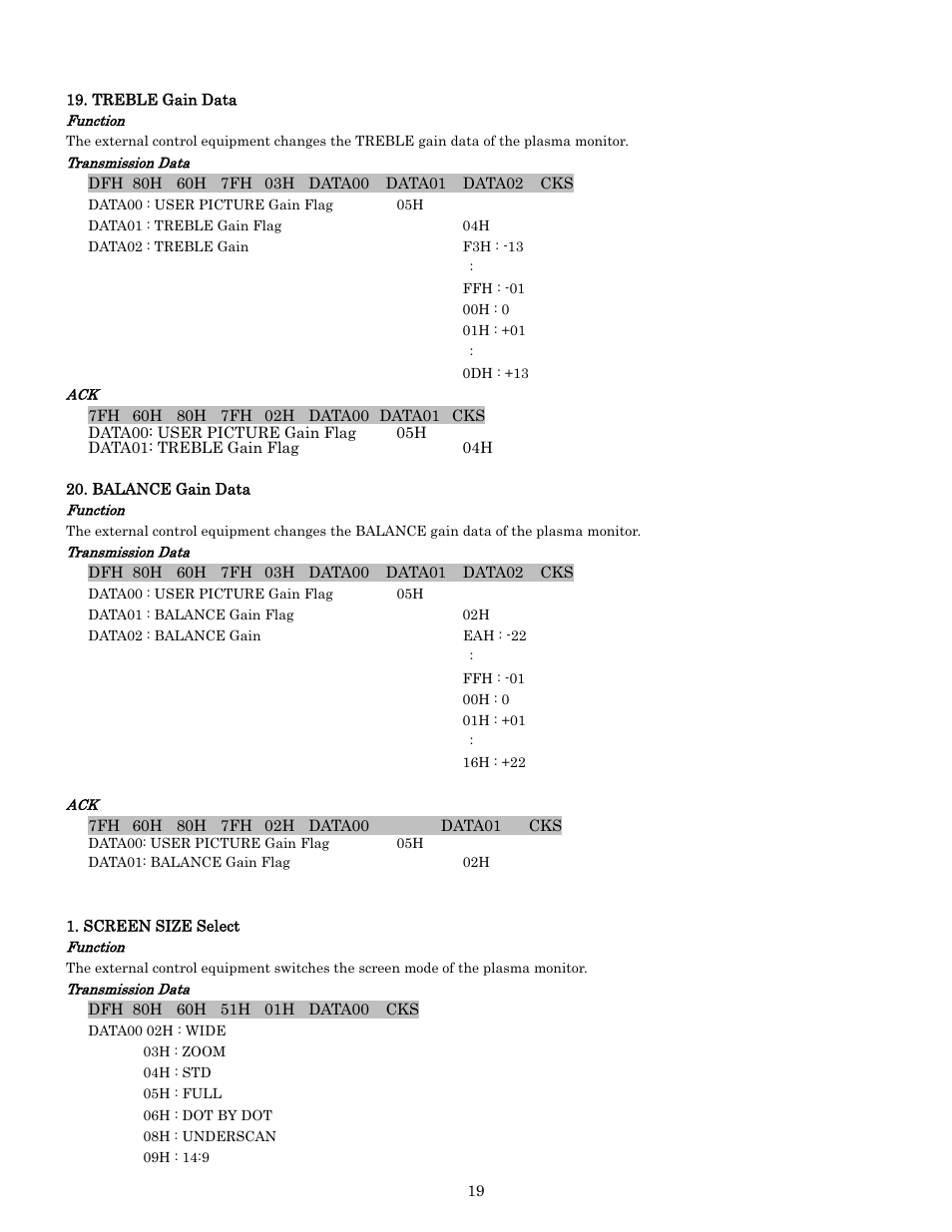 Pdp-614mx external control manual | Pioneer PDP-614MX External Control Manual RS-232C User Manual | Page 19 / 60