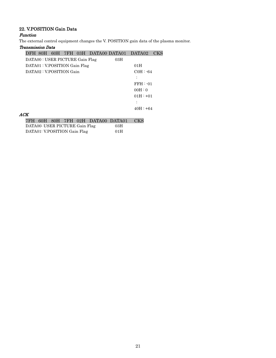 Pdp-614mx external control manual | Pioneer PDP-614MX External Control Manual RS-232C User Manual | Page 21 / 60