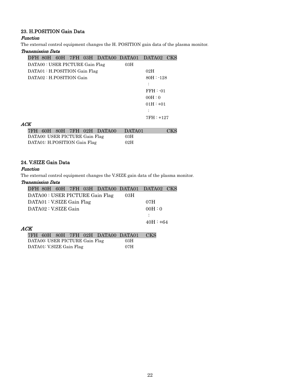 Pdp-614mx external control manual | Pioneer PDP-614MX External Control Manual RS-232C User Manual | Page 22 / 60