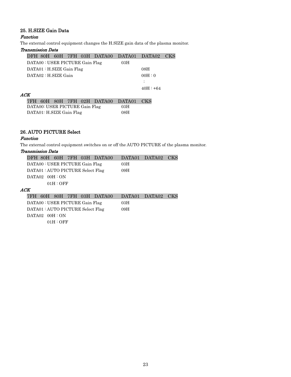 Pdp-614mx external control manual | Pioneer PDP-614MX External Control Manual RS-232C User Manual | Page 23 / 60