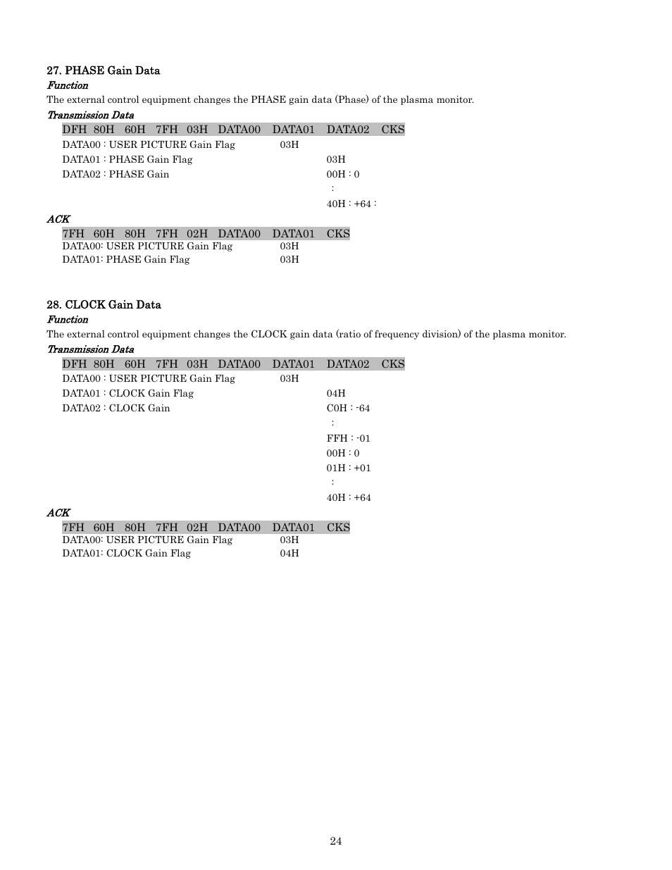 Pdp-614mx external control manual | Pioneer PDP-614MX External Control Manual RS-232C User Manual | Page 24 / 60