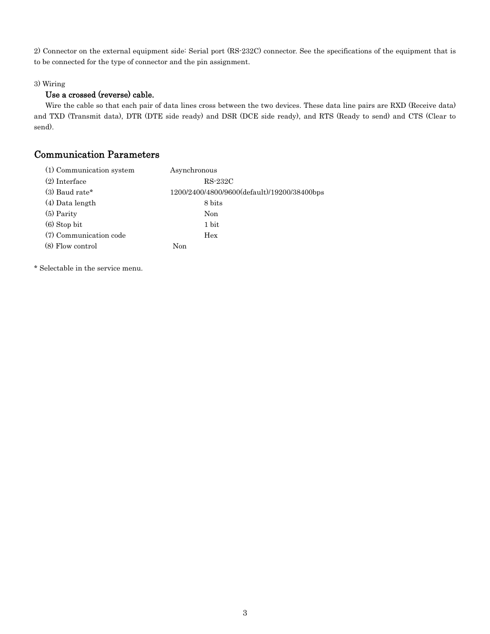 Pdp-614mx external control manual, Communication parameters | Pioneer PDP-614MX External Control Manual RS-232C User Manual | Page 3 / 60