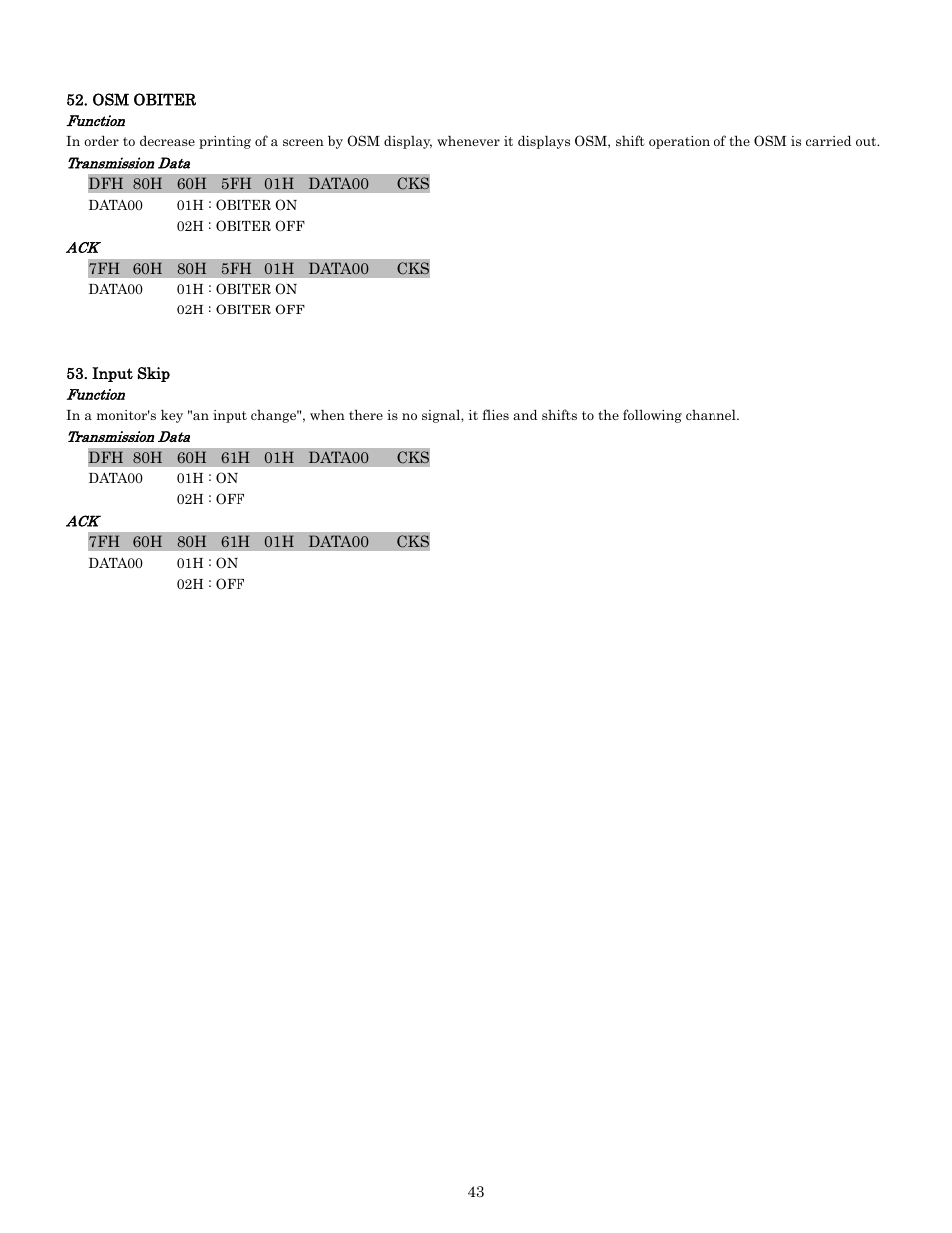 Pdp-614mx external control manual | Pioneer PDP-614MX External Control Manual RS-232C User Manual | Page 43 / 60