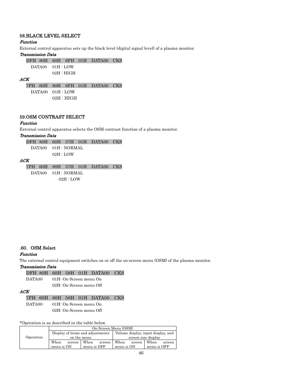 Pdp-614mx external control manual | Pioneer PDP-614MX External Control Manual RS-232C User Manual | Page 46 / 60