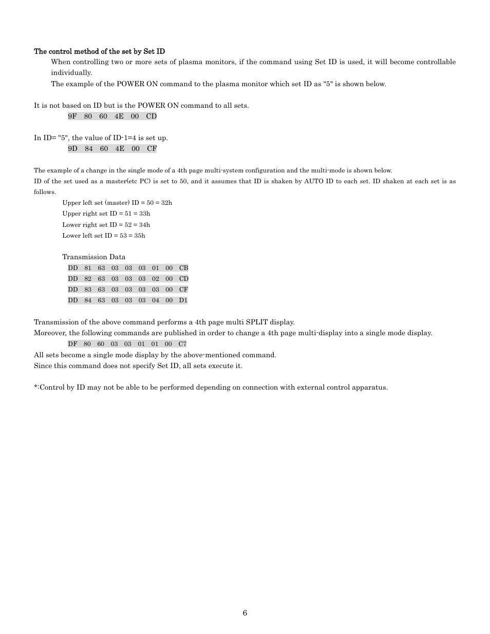 Pdp-614mx external control manual | Pioneer PDP-614MX External Control Manual RS-232C User Manual | Page 6 / 60
