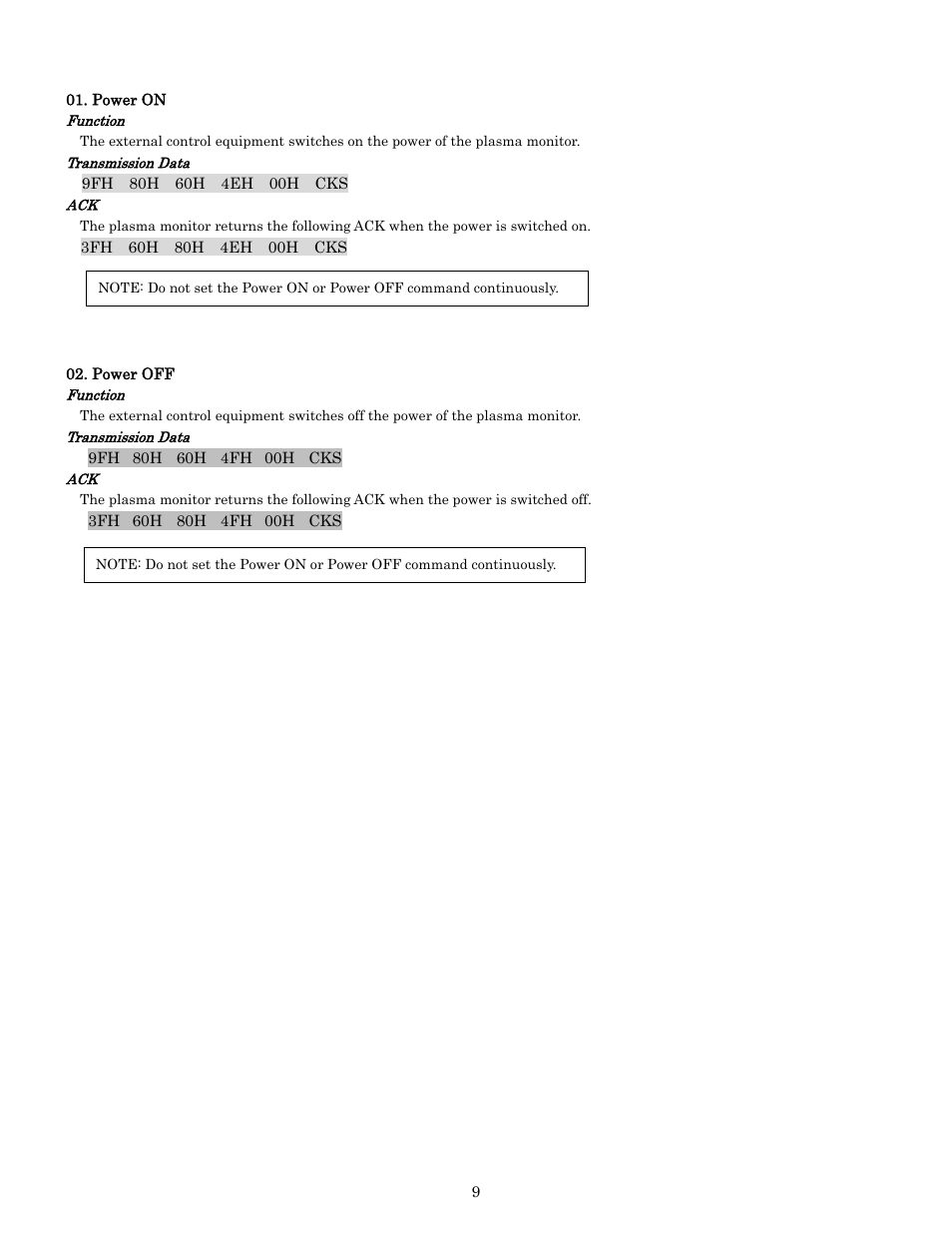 Pdp-614mx external control manual | Pioneer PDP-614MX External Control Manual RS-232C User Manual | Page 9 / 60