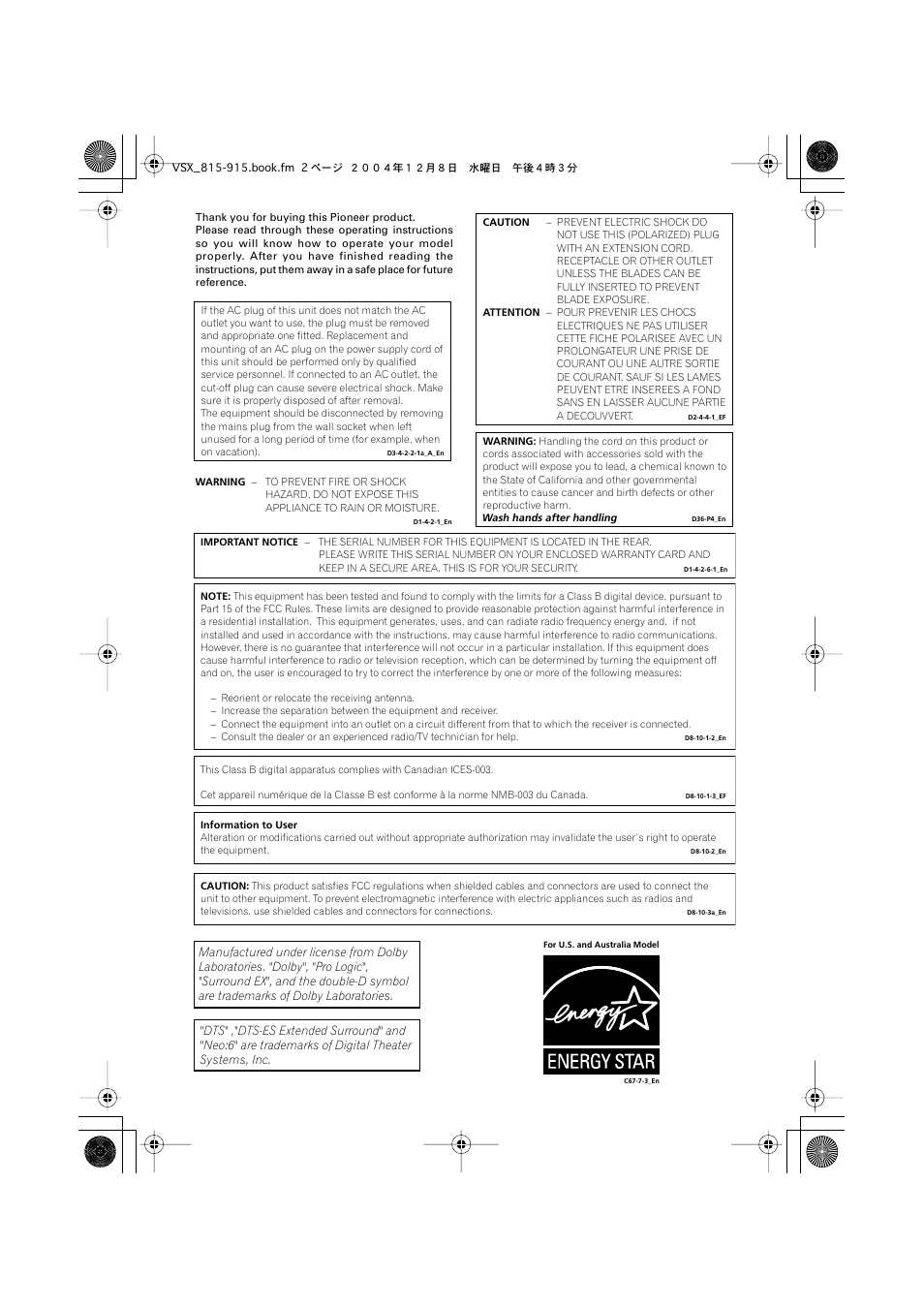 Pioneer 915 User Manual | Page 2 / 76