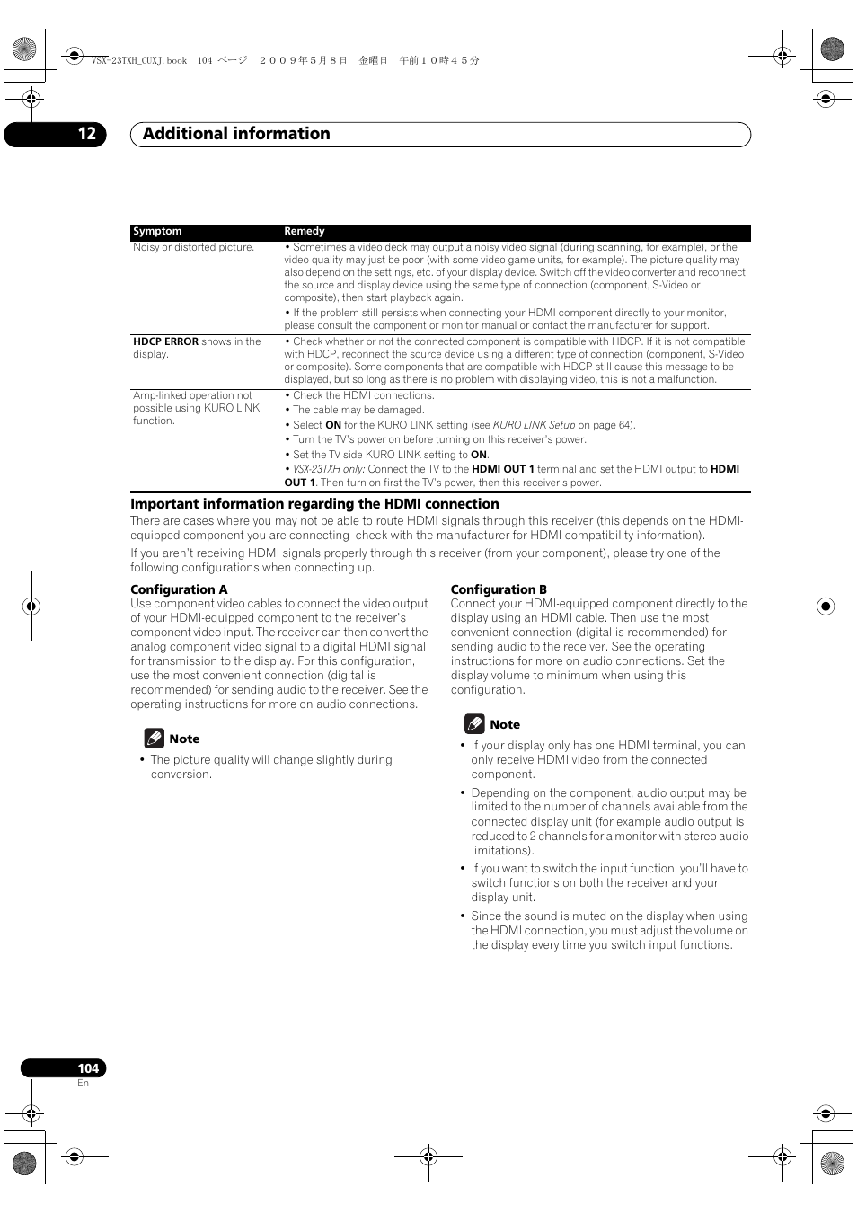 Additional information 12 | Pioneer Elite VSX-23TXH User Manual | Page 104 / 123