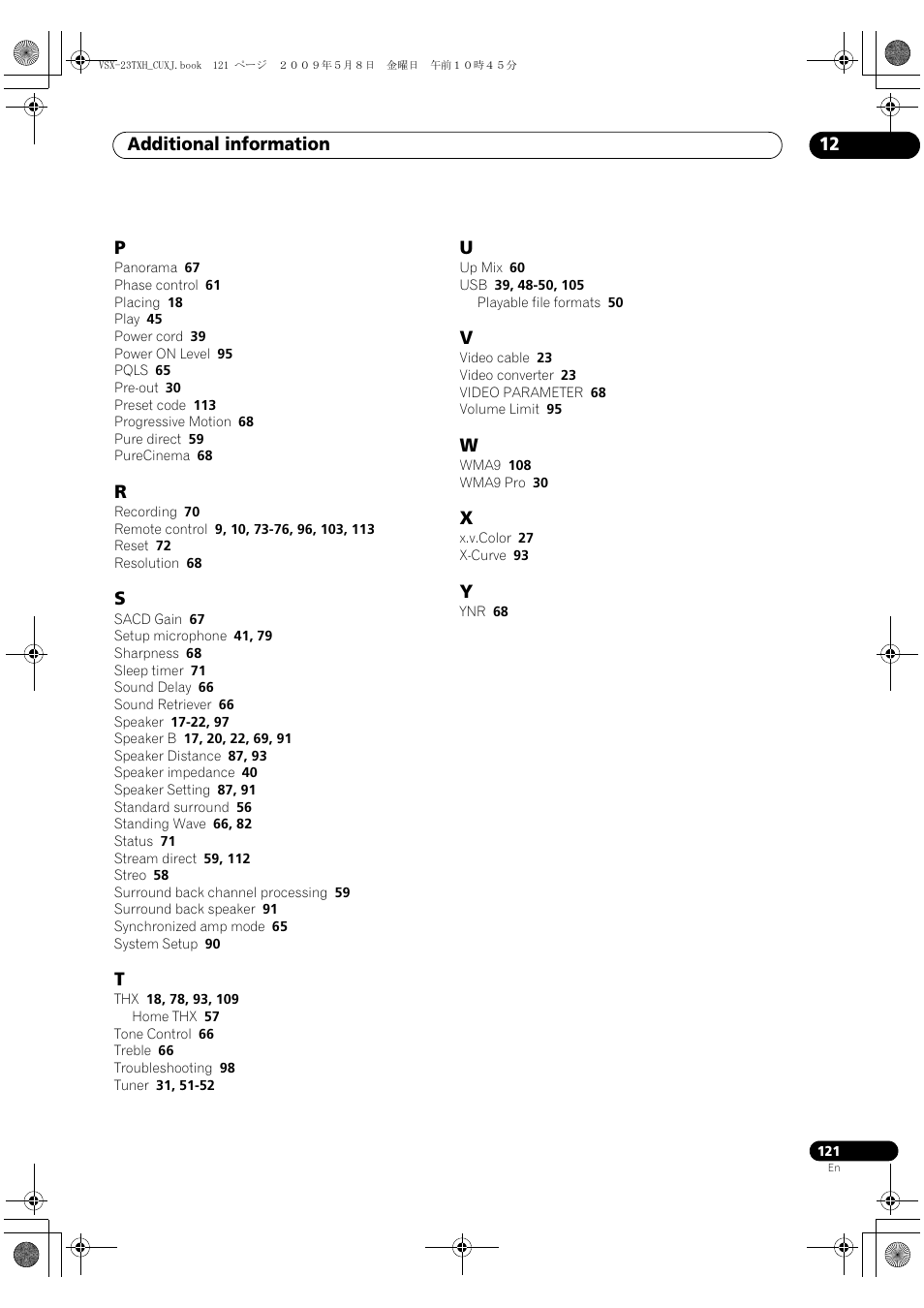 Pioneer Elite VSX-23TXH User Manual | Page 121 / 123