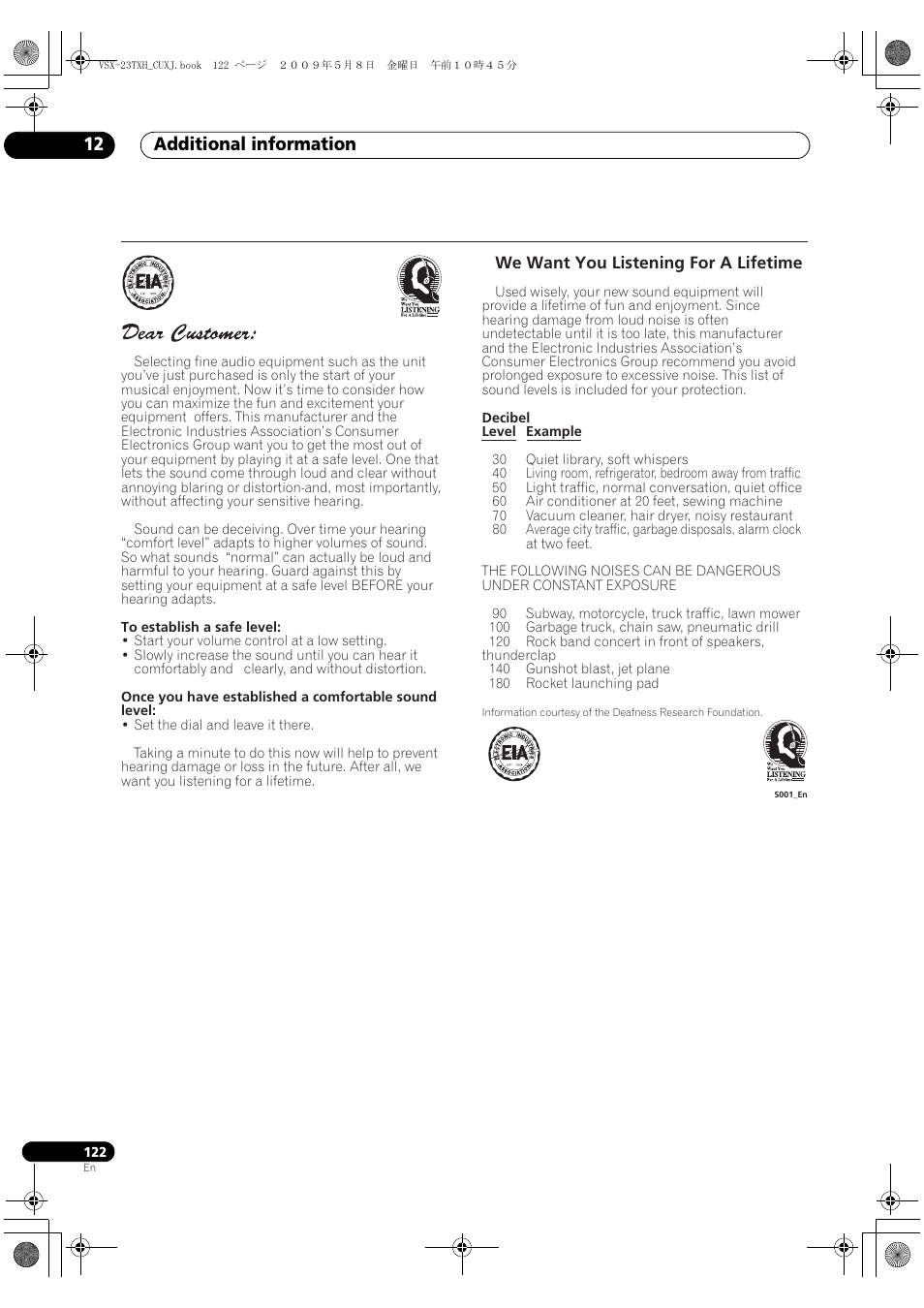 Additional information 12 | Pioneer Elite VSX-23TXH User Manual | Page 122 / 123