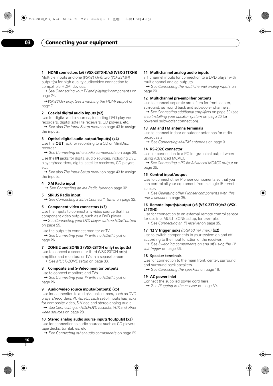 Connecting your equipment 03 | Pioneer Elite VSX-23TXH User Manual | Page 16 / 123