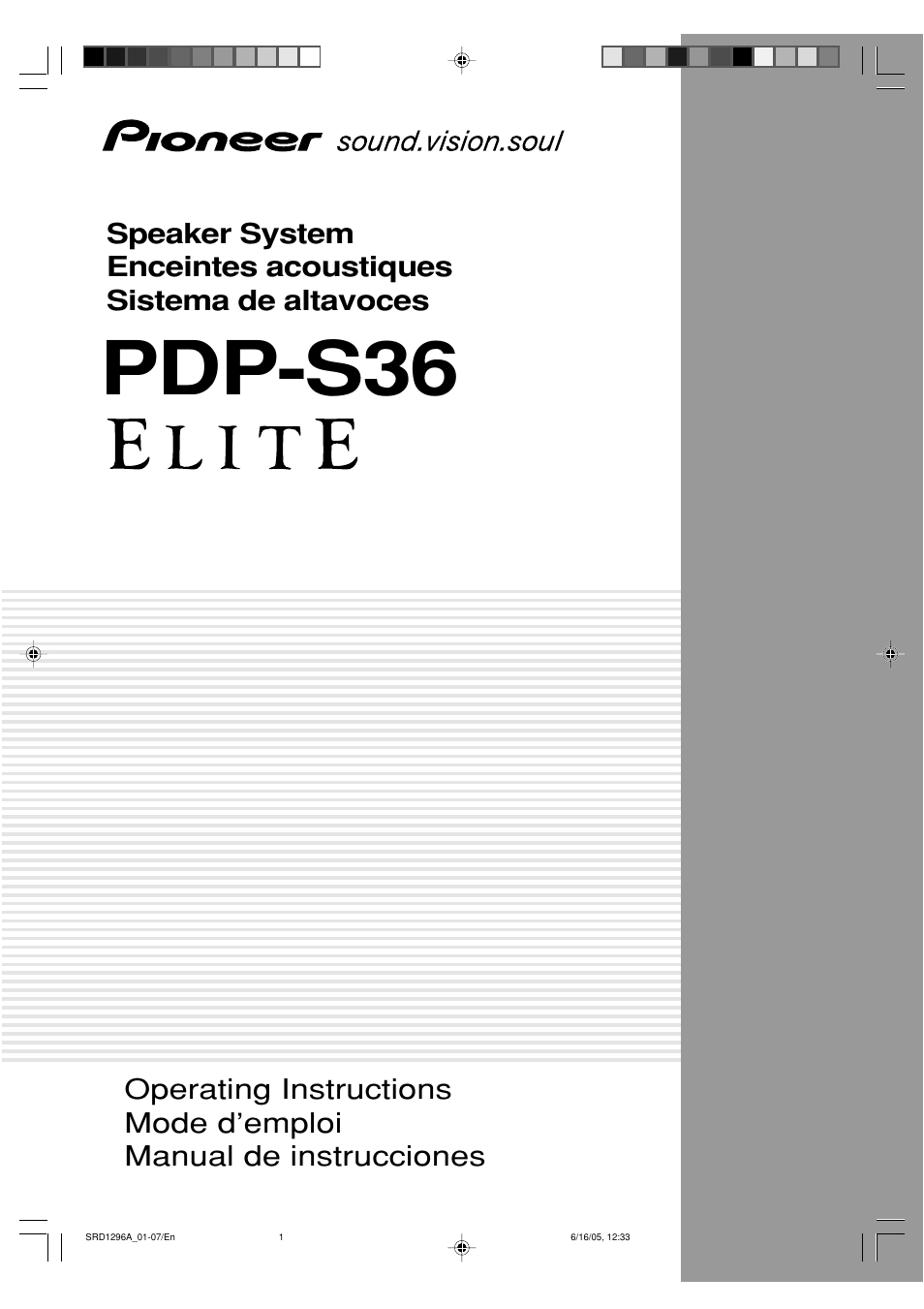 Pioneer PDP-S36 User Manual | 18 pages