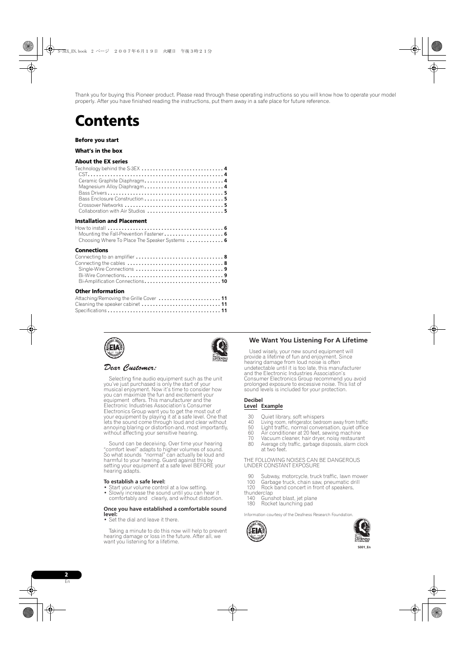 Pioneer S-3EX User Manual | Page 2 / 52