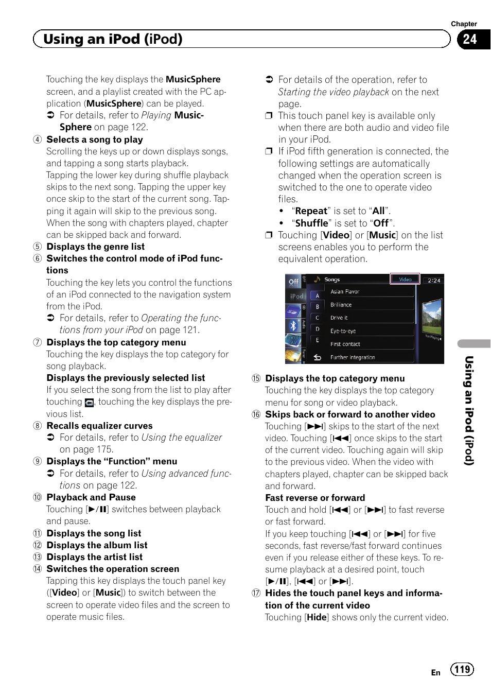 Using an ipod (ipod) | Pioneer SUPER TUNER IIID AVIC-X9310BT User Manual | Page 119 / 232