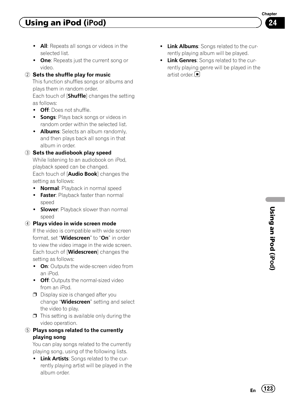 Sets the shuffle, Using an ipod (ipod) | Pioneer SUPER TUNER IIID AVIC-X9310BT User Manual | Page 123 / 232