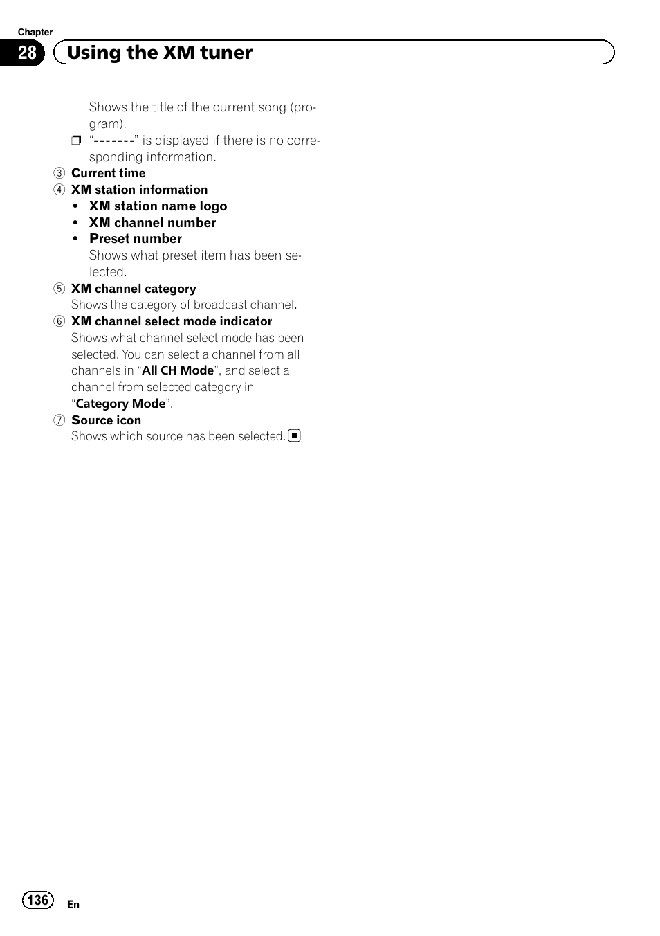 28 using the xm tuner | Pioneer SUPER TUNER IIID AVIC-X9310BT User Manual | Page 136 / 232