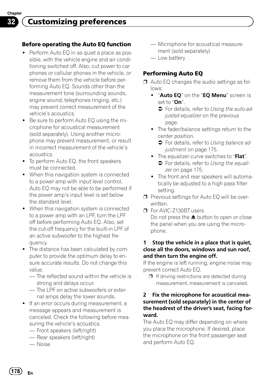 32 customizing preferences | Pioneer SUPER TUNER IIID AVIC-X9310BT User Manual | Page 178 / 232