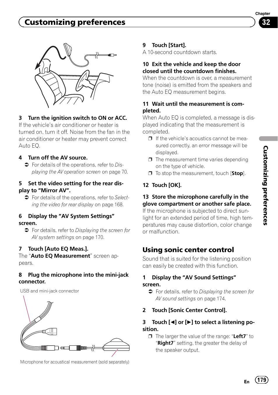 Using sonic center control 179, Customizing preferences, Using sonic center control | Pioneer SUPER TUNER IIID AVIC-X9310BT User Manual | Page 179 / 232