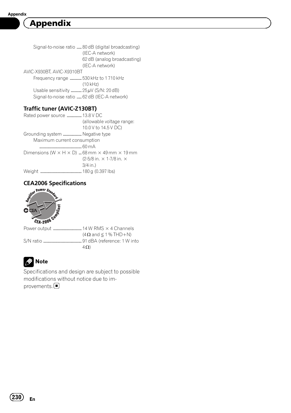 Appendix | Pioneer SUPER TUNER IIID AVIC-X9310BT User Manual | Page 230 / 232