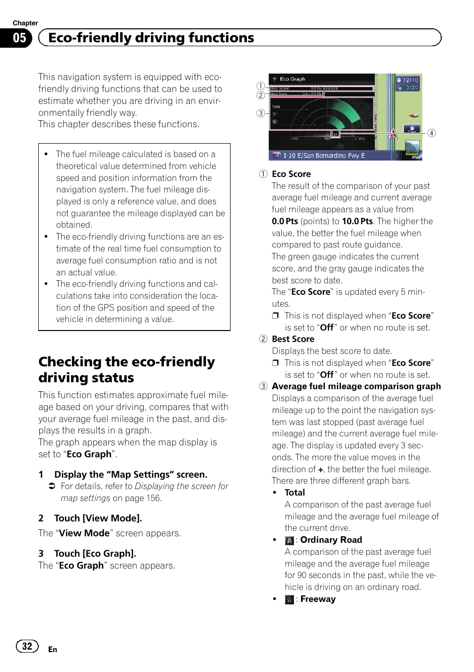 Checking the eco-friendly driving status, 05 eco-friendly driving functions | Pioneer SUPER TUNER IIID AVIC-X9310BT User Manual | Page 32 / 232